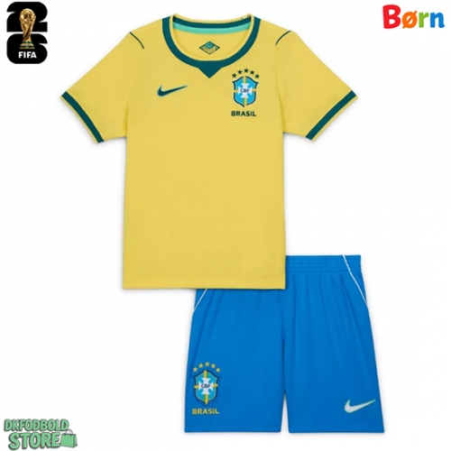 Brasilien Replika Babytøj Hjemmebanesæt Børn VM 2026 Kortærmet (+ Korte bukser)